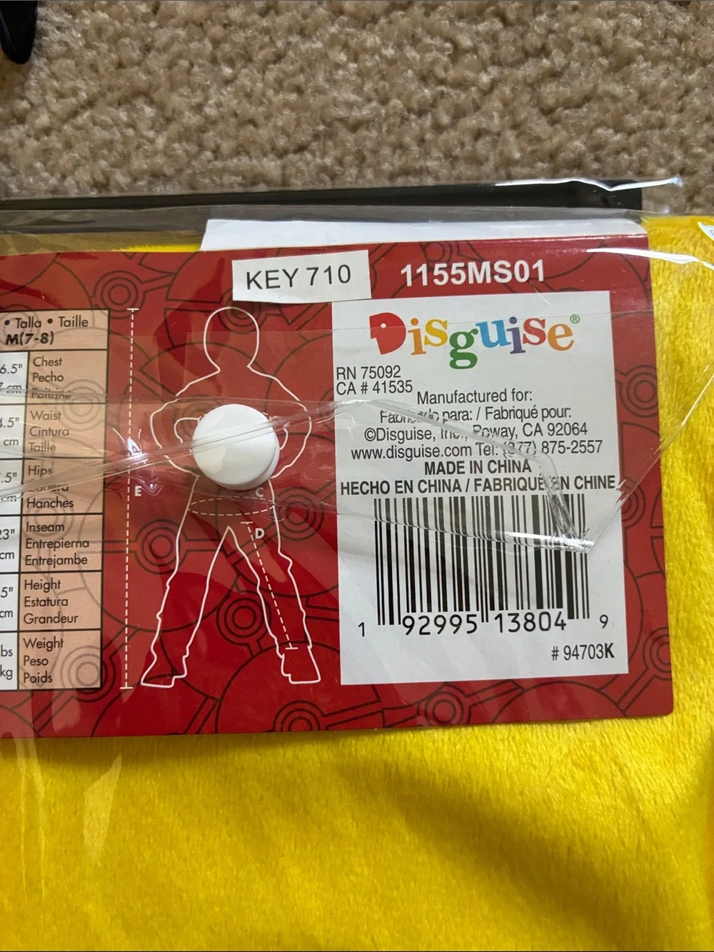 Pokémon Pikachu Child Costume - Size M (7/8) - Picture 7 of 7